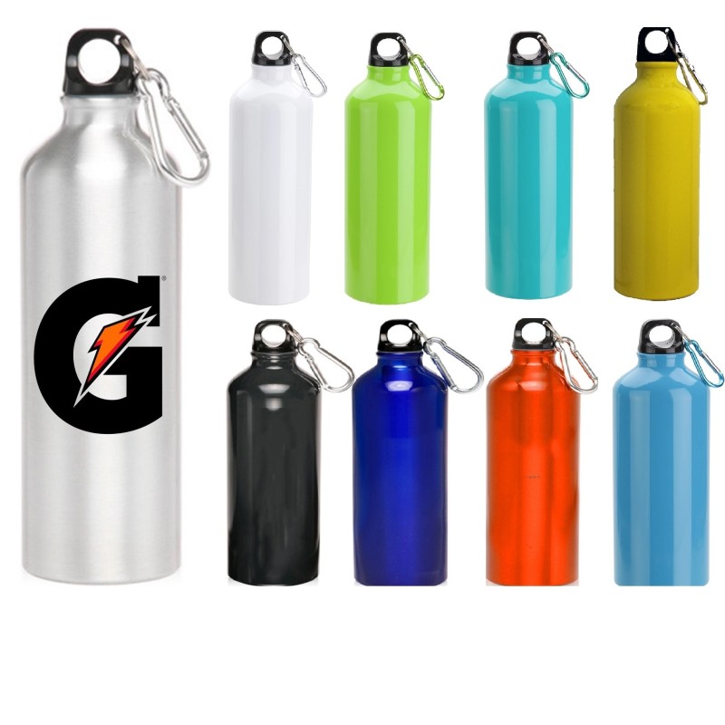 USA PRINTED 24 oz Aluminum Bottles with Carabiner Clip