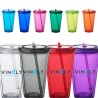 USA PRINTED 16 oz Double Wall Acrylic Tumblers w/Lid and Straw