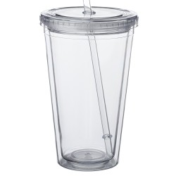 USA PRINTED 16 oz Double Wall Acrylic Tumblers w/Lid and Straw